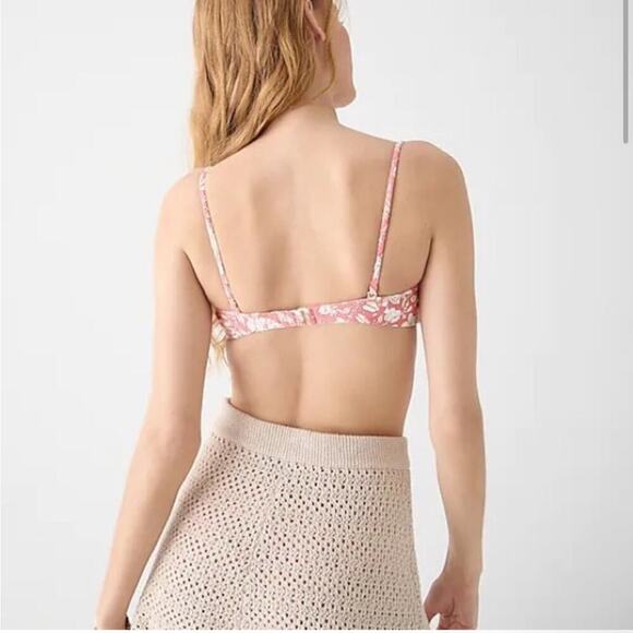 J.‎ Crew O-Ring Bandeau Bikini Swim Top in Tossed Pink Floral Sz 2X NEW - Picture 2 of 8